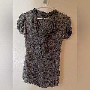 WHBM black blouse with ruffle sleeves